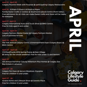Calgary's List of Fun Events for the whole family - Calgary local events April 2019